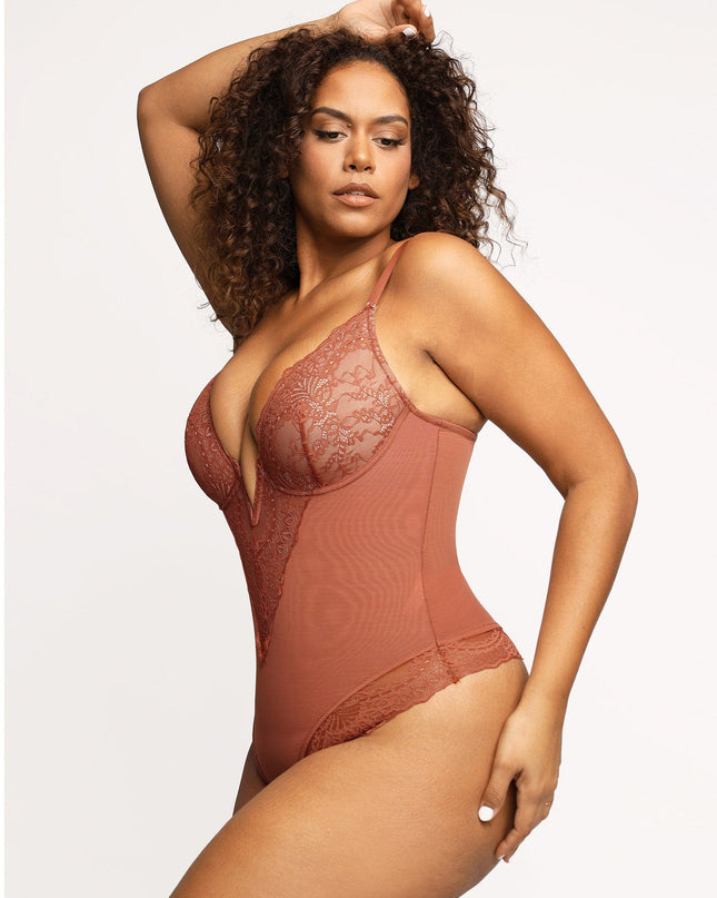 Novelia™ Elegant Lace Sculpting V-Neck Bodysuit