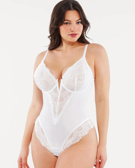 Novelia™ Elegant Lace Sculpting V-Neck Bodysuit