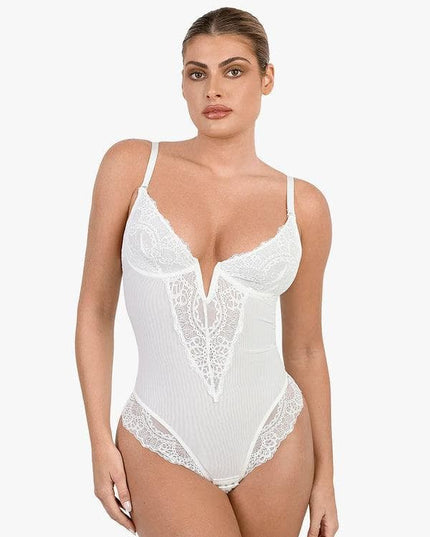 Novelia™ Elegant Lace Sculpting V-Neck Bodysuit